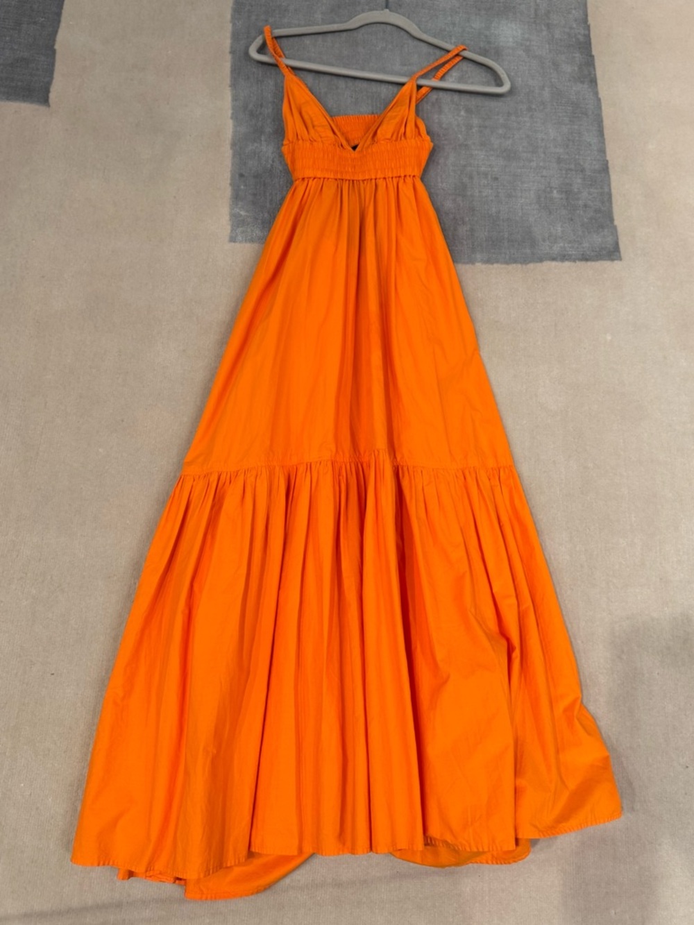 A.L.C. Vibrant Orange Smocked Maxi Dress